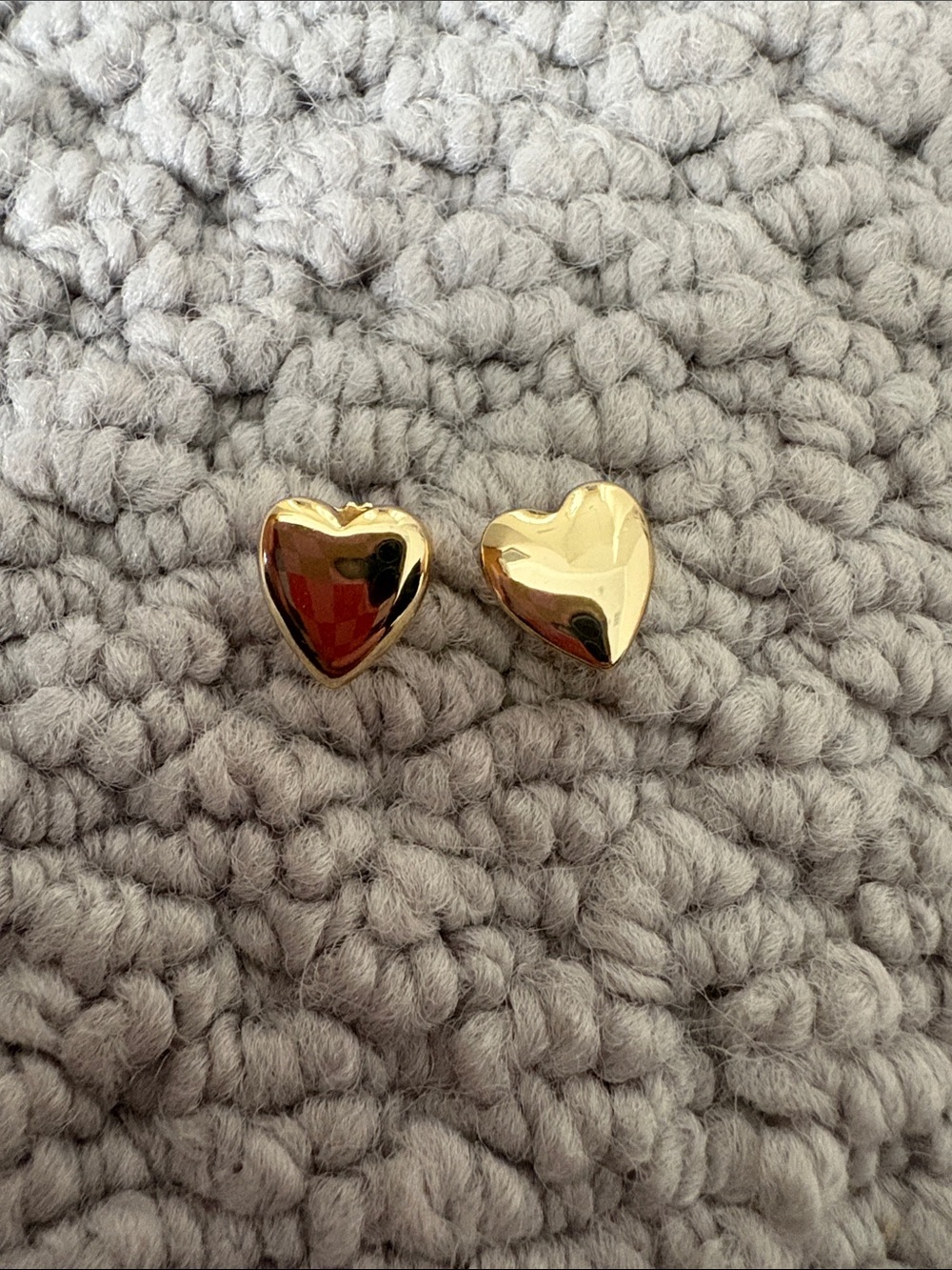 Clare V Gold Heart Stud Earrings — Polished Heart-Shaped Posts